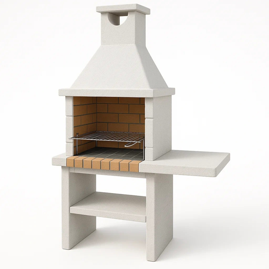 Barbecue en pierre en béton et acier inoxydable