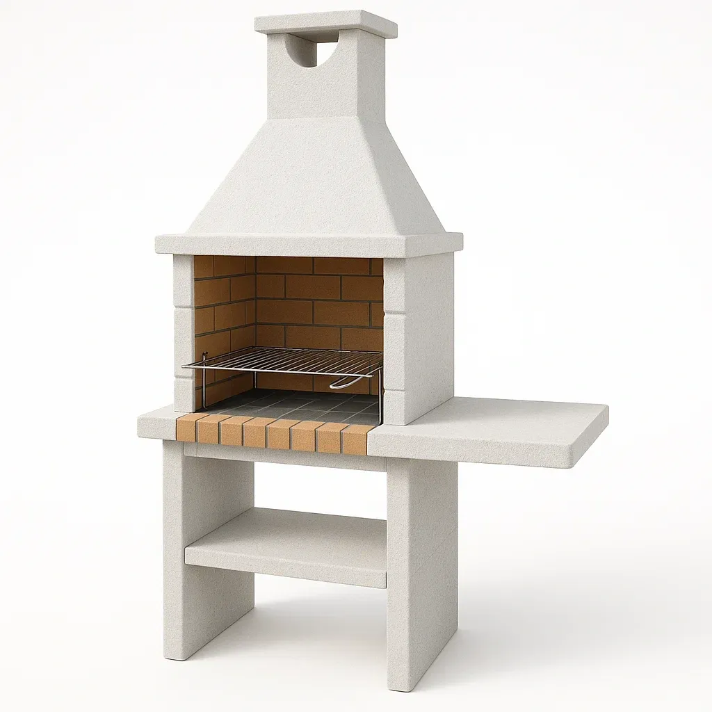 Barbecue en pierre en béton et acier inoxydable