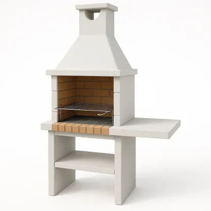 Barbecue en pierre en béton et acier inoxydable