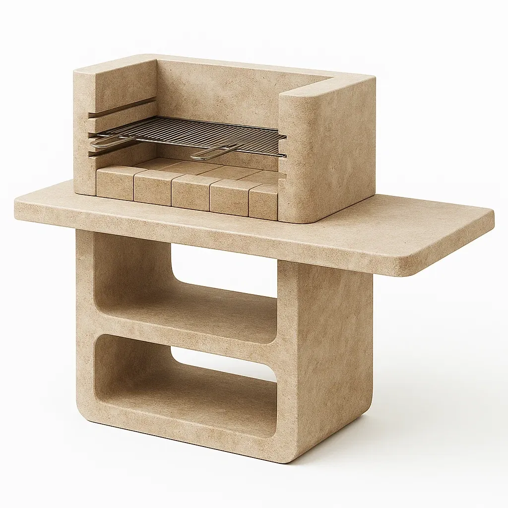 Barbecue en pierre béton sable 122x73x82 cm