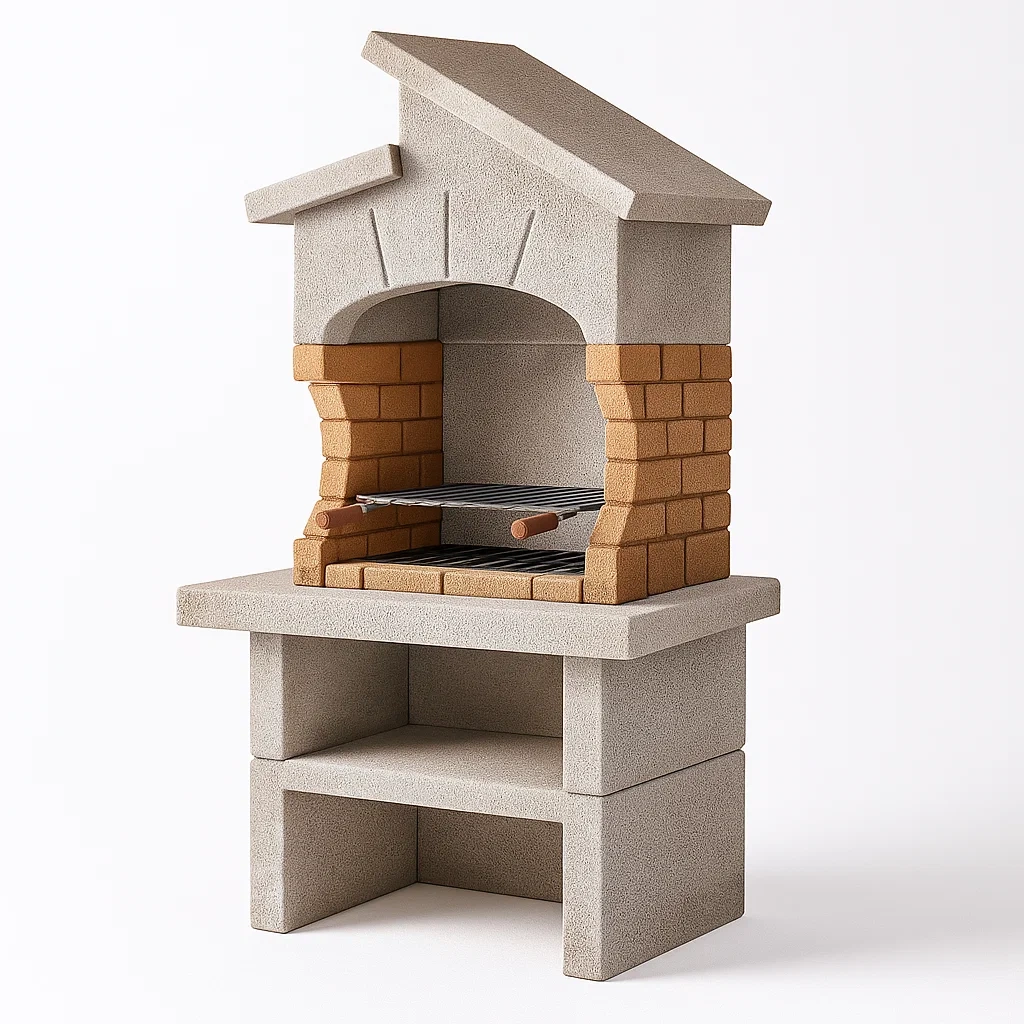 Barbecue en pierre fixe en béton et briques