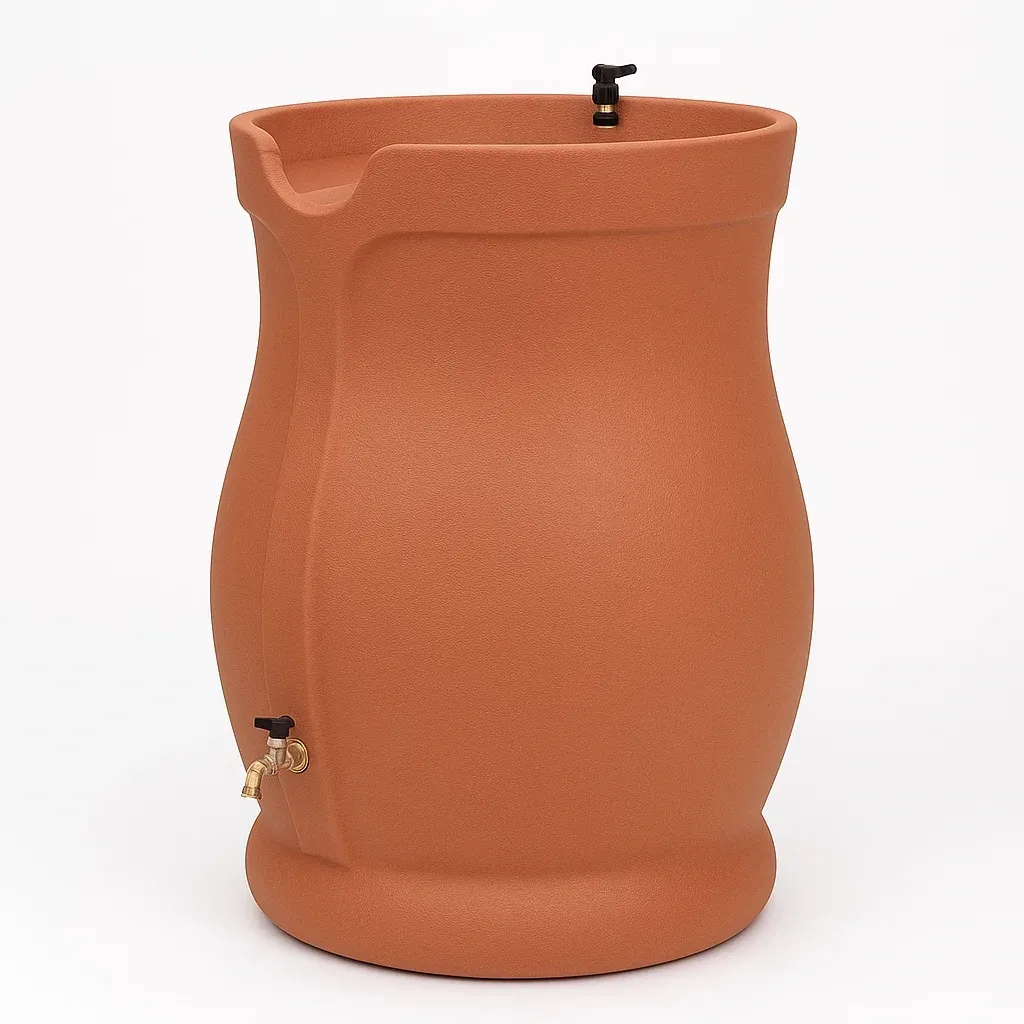 Récupérateur d'eau de pluie en polyéthylène couleur terre cuite 110 cm