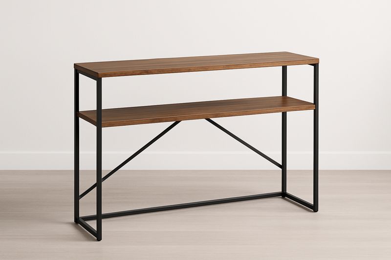 Console rectangulaire en bois de chêne et métal