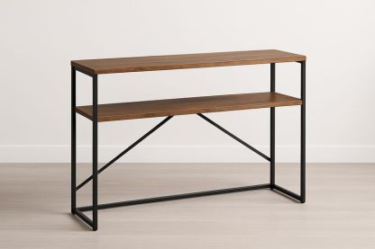 Console rectangulaire en bois de chêne et métal