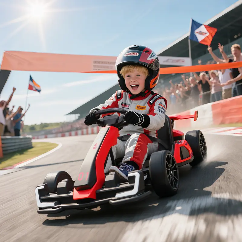 Electric Go Kart, 7.5/8.1mph, Drifting Car Battery Powered Ride on Toy with Slow Start, Music, Horn, for 6-12 Years Old