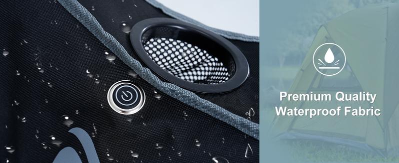 MOPHOTO Heated Double Camping Chair for 2 Person, XXL Oversized Padded Folding Loveseat with 3 Heat Levels, Portable Camping Couch Lawn Chairs for Outdoor Beach