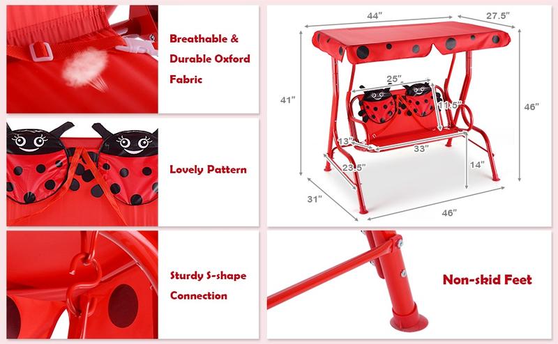 Costzon All-Weather kids Patio Swing, 2-Seater Porch Swing Lounge Chair Hammock w/Removable Canopy, Outdoor Swing Bench Christmas Festival Gift Black Friday Cyber Monday Costzon All-Weather kids Patio Swing, 2-Seater Porch Swing Lounge Chair Hammock w/Removable Canopy, Outdoor Swing Bench Christmas Festival Gift Black Friday Cyber Monday