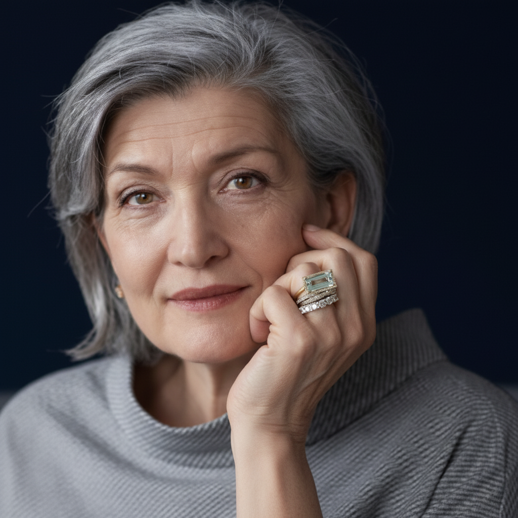 Vintage Silver Turquoise Glass Ring Set