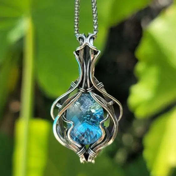 Kék vintage nyaklánc ezüstben