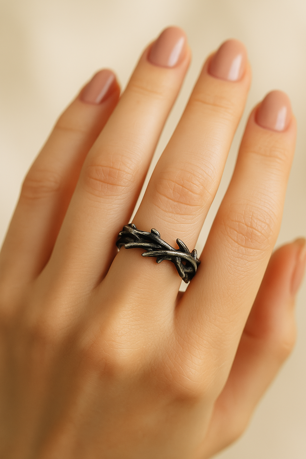 Vintage fekete töviskorona gyűrű