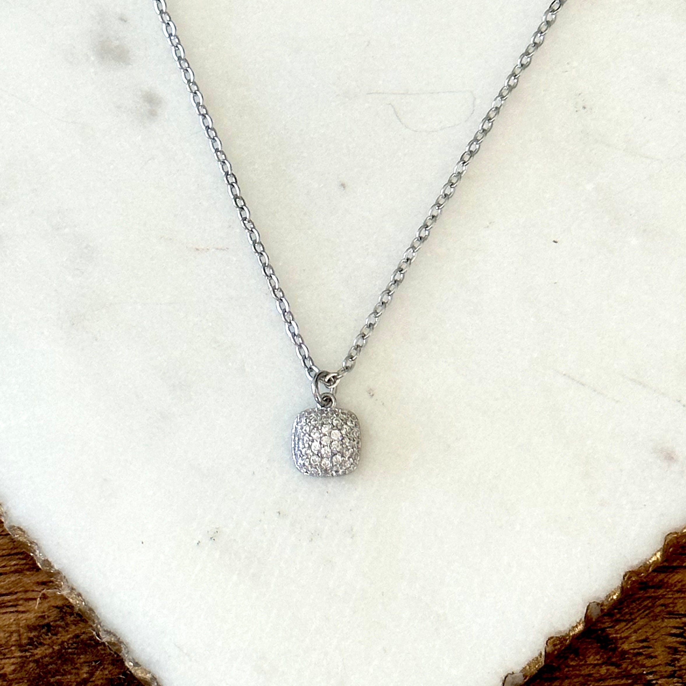 Tessa CZ négyzet medál nyaklánc