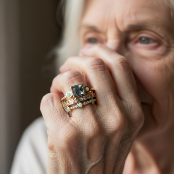 Vintage kék kristály gyűrű szett