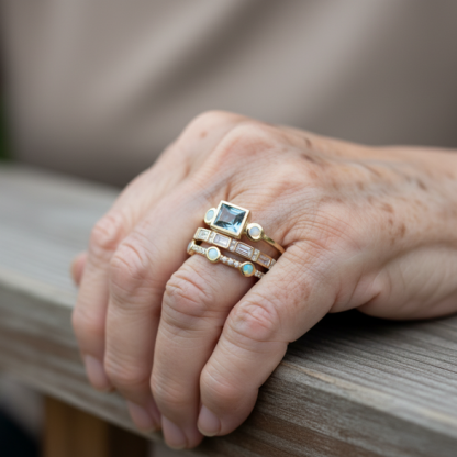 Vintage kék kristály gyűrű szett