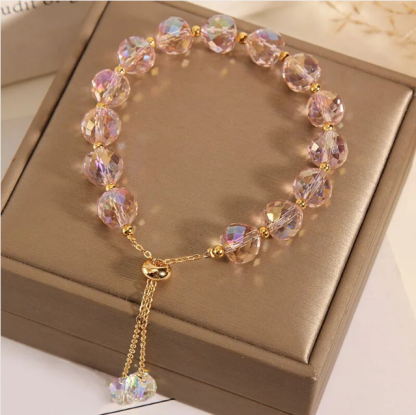 Elegáns rózsaszín kristály karkötő