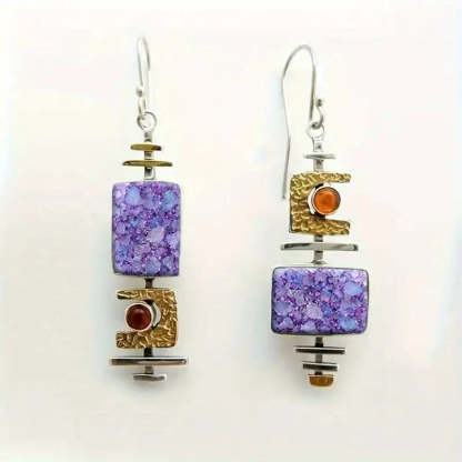 Vintage lila kő régi fülbevalók