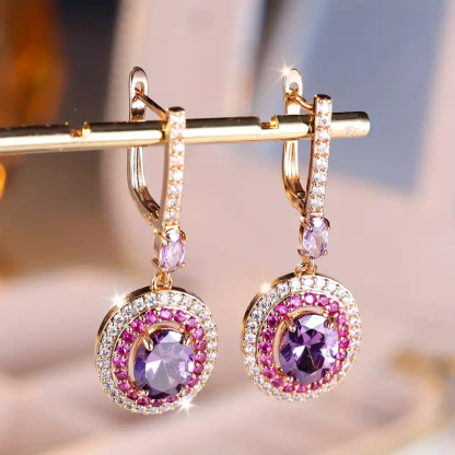 Vintage rózsaszín kristály függő fülbevalók