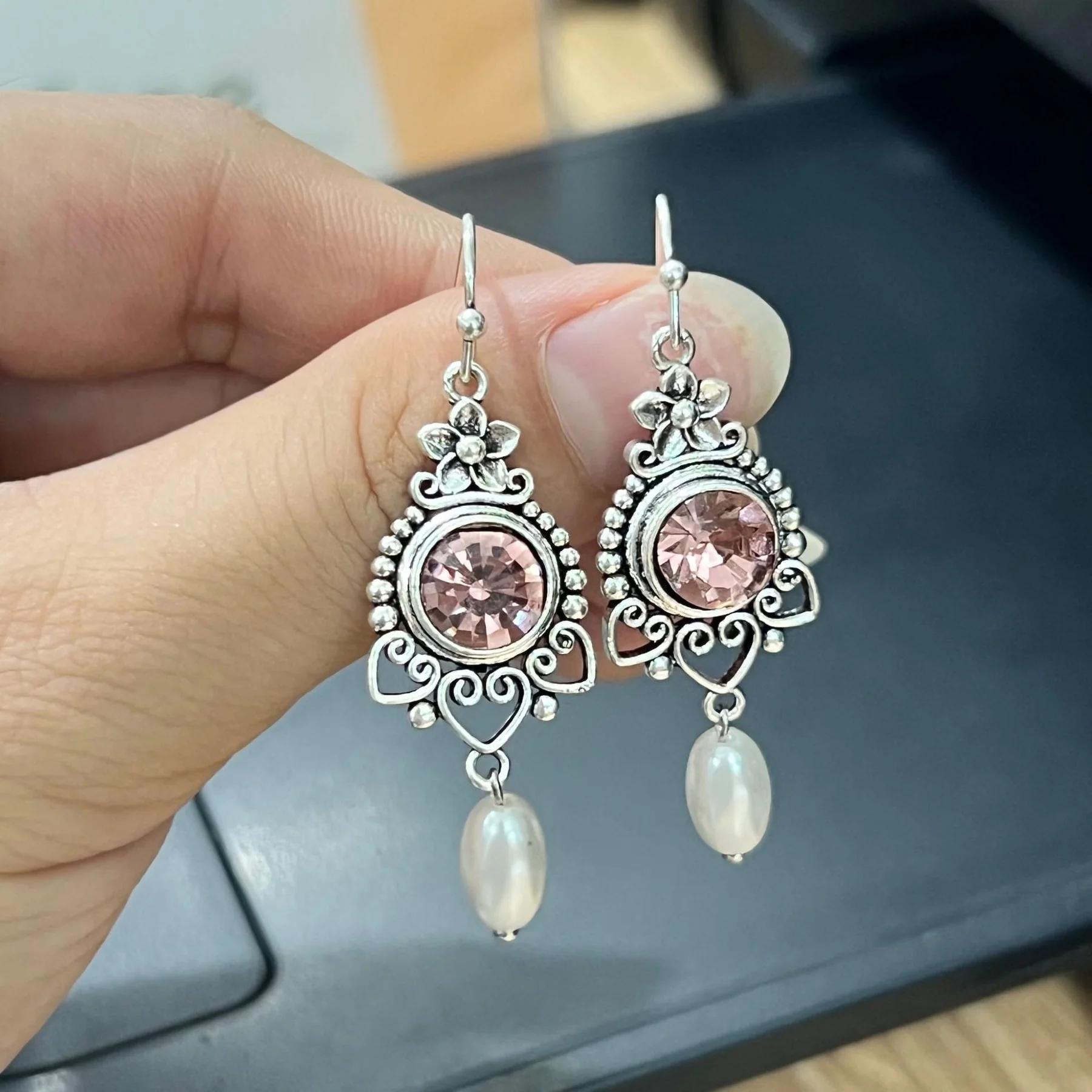 Vintage üveg függő gyöngy fülbevalók