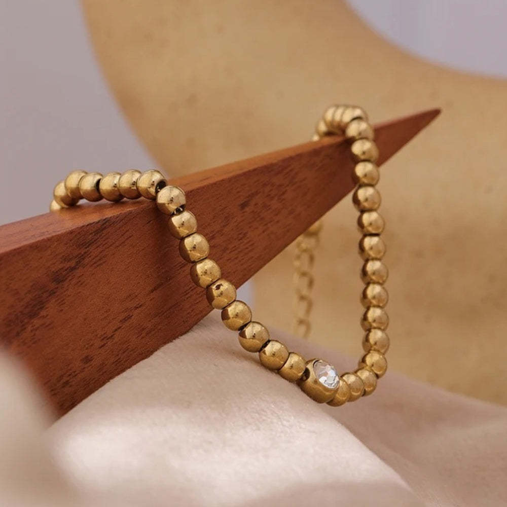 Vintage arany gyöngyös kristály karkötő