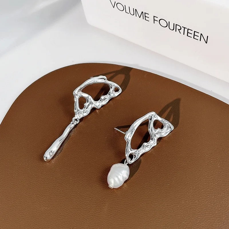 Vintage ezüst absztrakt gyöngy fülbevalók