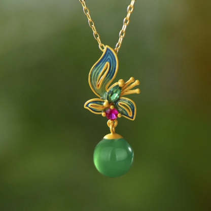 Vintage arany pillangó virág kristály medál nyaklánc