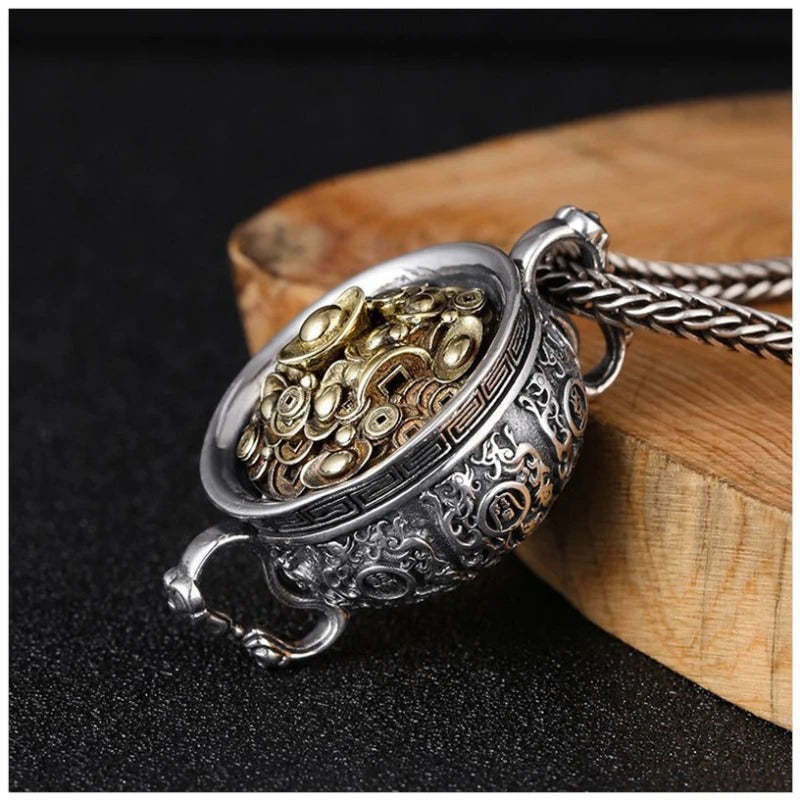 Kézzel készített szerencsefazék medál nyaklánc