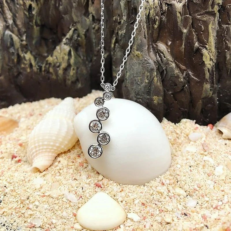 Vintage ezüst kerek kristály nyaklánc