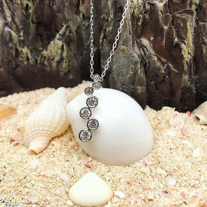 Vintage ezüst kerek kristály nyaklánc