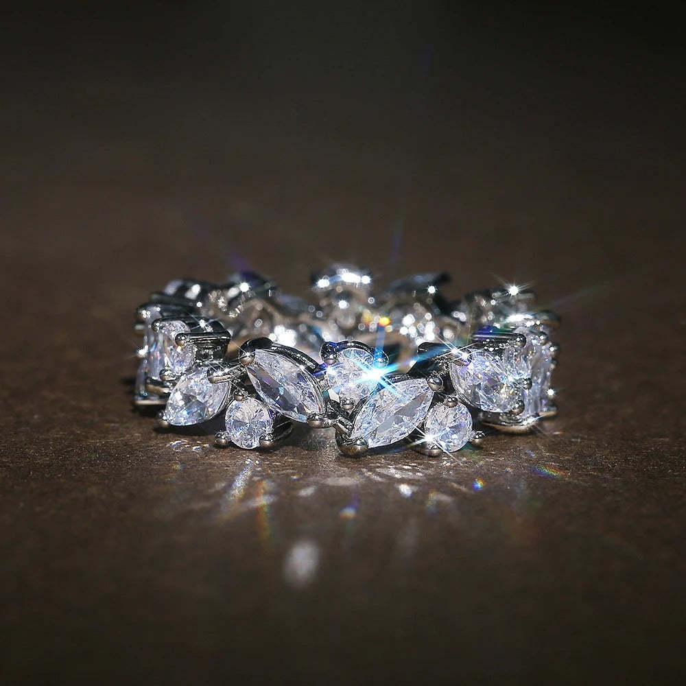 Vintage Marquise és kerek gyémánt örökkévalóság gyűrű