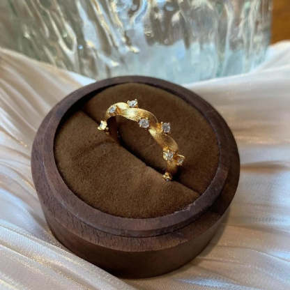 Vintage arany és gyémánt hullámos szőlőtőkés állítható gyűrű