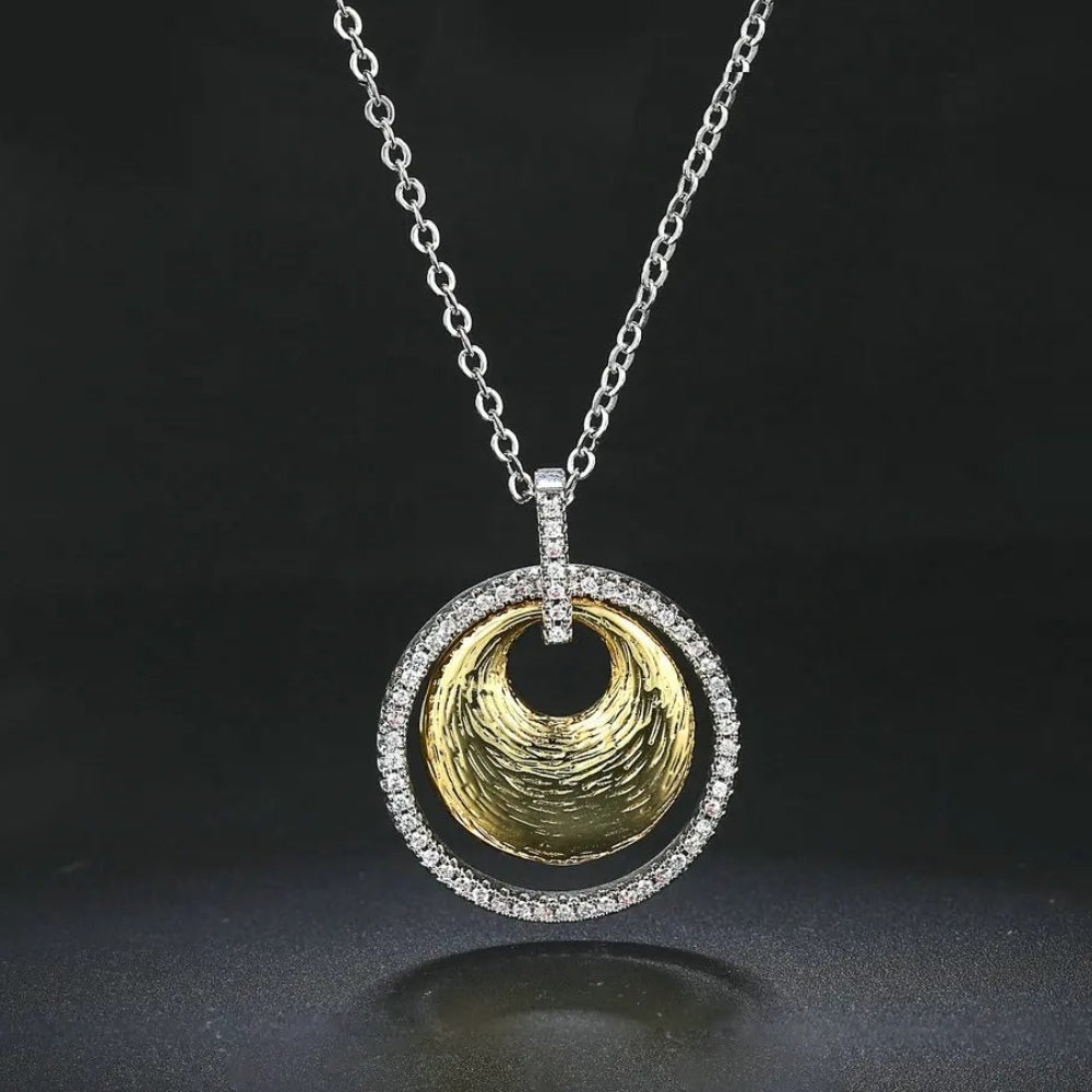 Vintage ezüst és arany forgató mintás nyaklánc