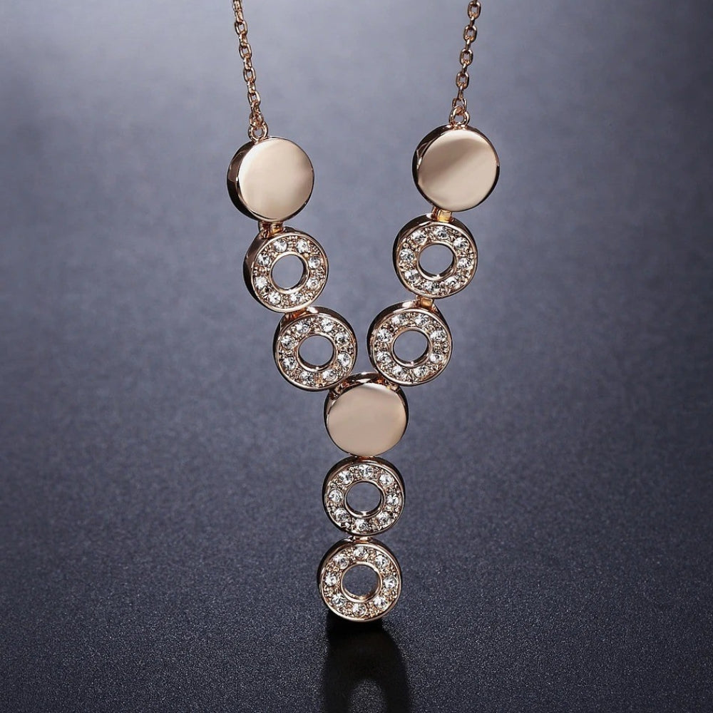 Vintage rózsaarany kristály kör nyaklánc