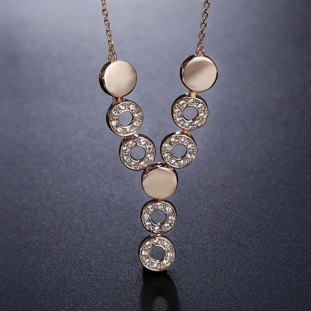 Vintage rózsaarany kristály kör nyaklánc