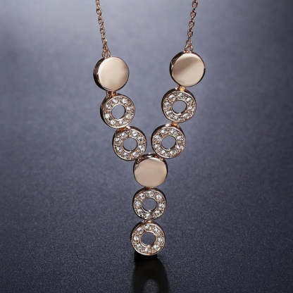 Vintage rózsaarany kristály kör nyaklánc