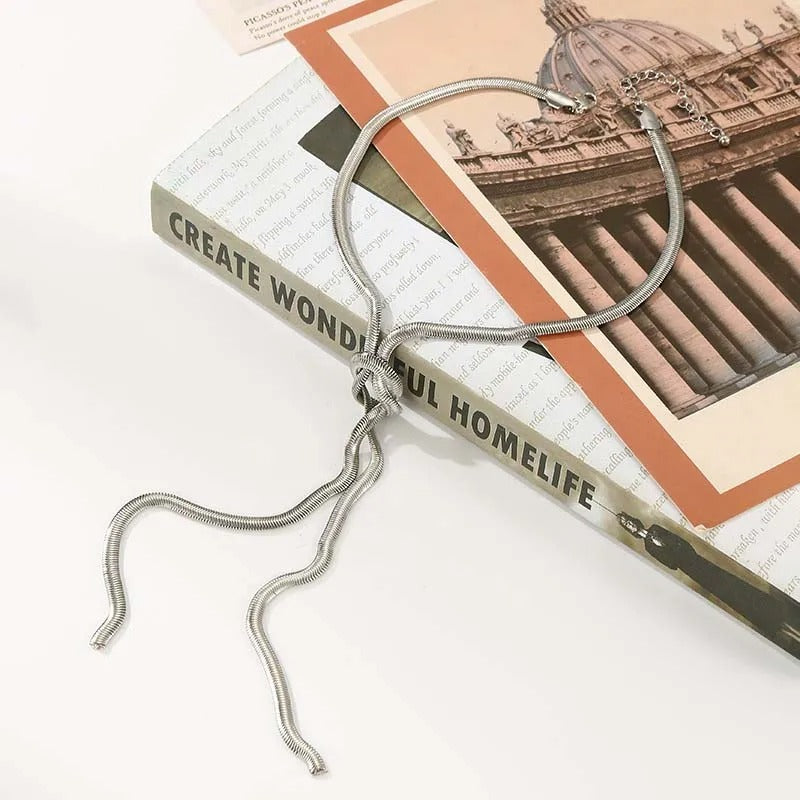 Ezüst kötél csavart csomós nyaklánc