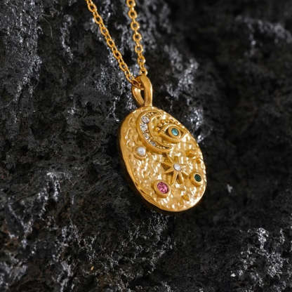 Vintage Arany Hold és Csillag Medál Nyaklánc