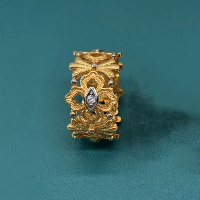 Klasszikus arany és ezüst Marquise virágos állítható gyűrű