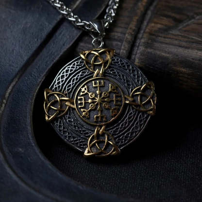 Arany és ezüst viking védelmi szimbólum nyaklánc