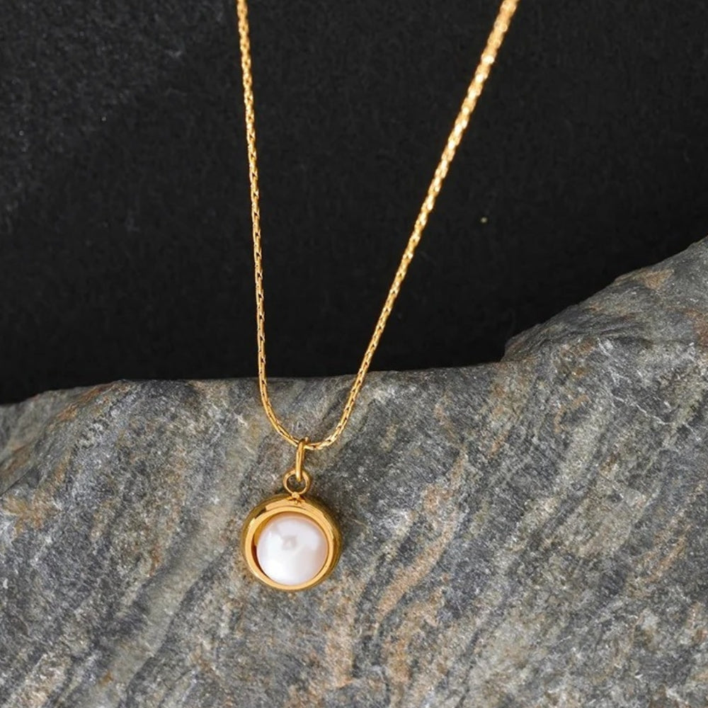 Vintage arany keretes gyöngy nyaklánc