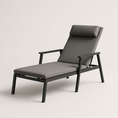 Chaise longue en aluminium et tissu gris