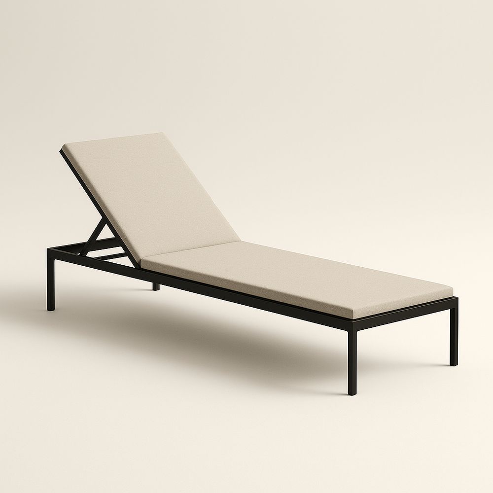 Chaise Longue Extérieure Métal Réglable Beige 200 cm