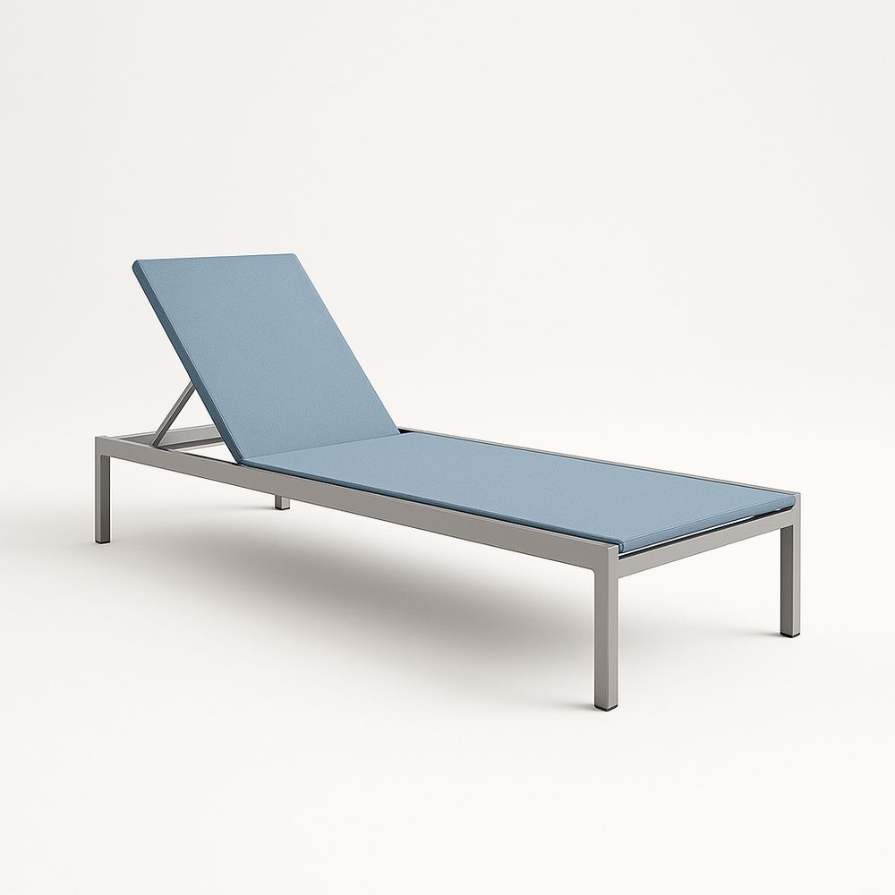 Transat aluminium et tissu réglable bleu