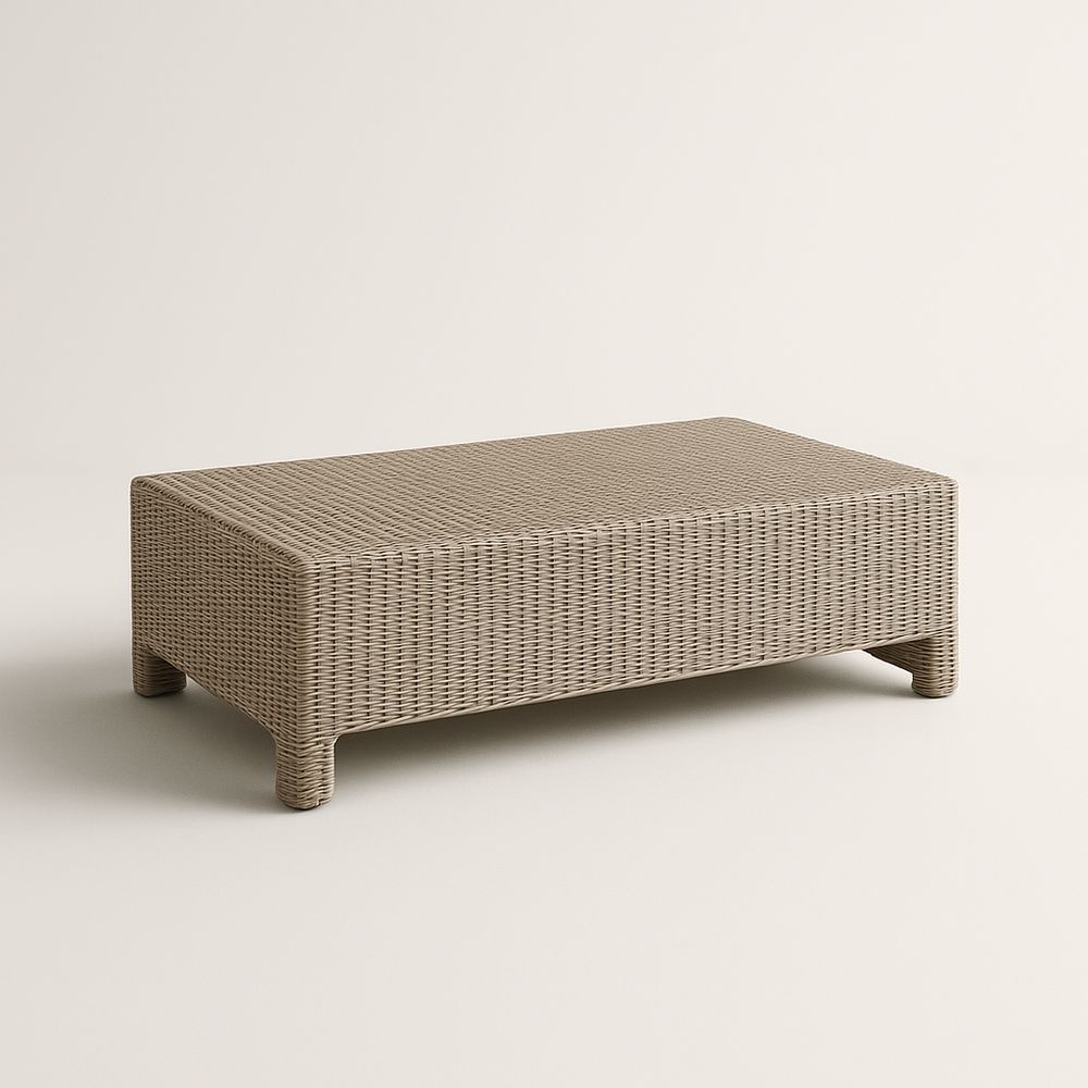 Table basse en résine tressée Beige 120x60x30 cm