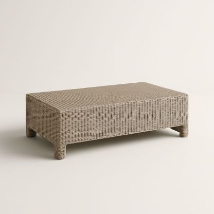 Table basse en résine tressée Beige 120x60x30 cm