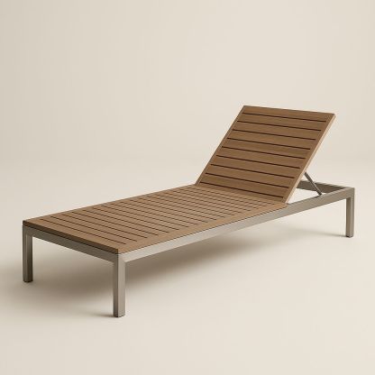 Chaise Longue Extérieure Aluminium Bois Composite Marron