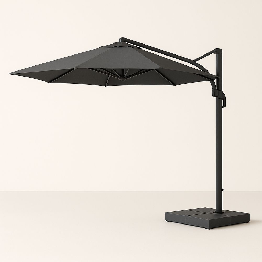 Parasol déporté en aluminium et polyester Noir