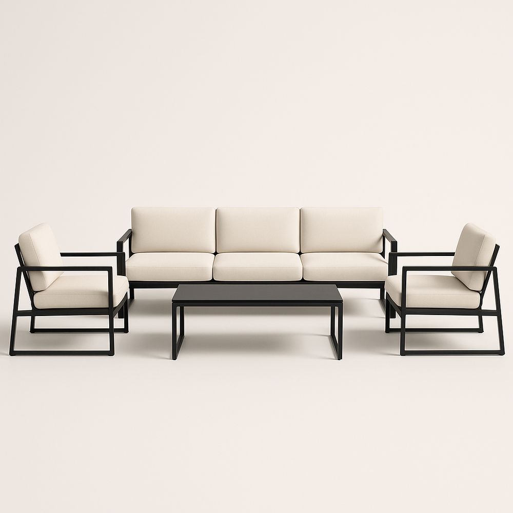 Ensemble de Salon de Jardin en Aluminium avec Coussins Beige