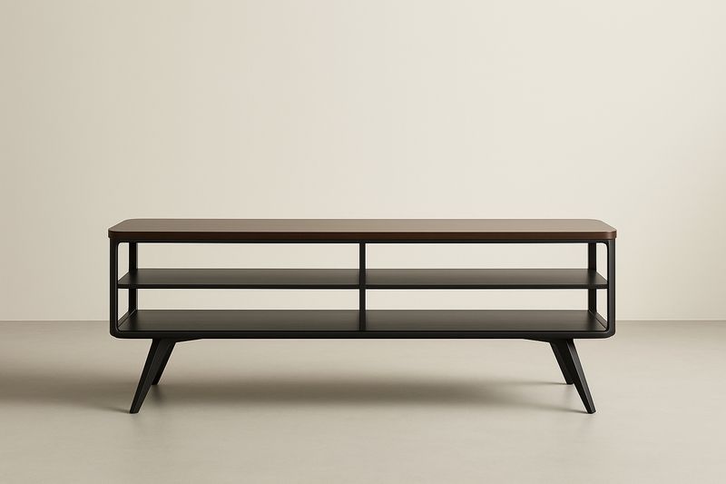 Meuble TV en Bois Noyer et Métal Noir 120x40x50 cm