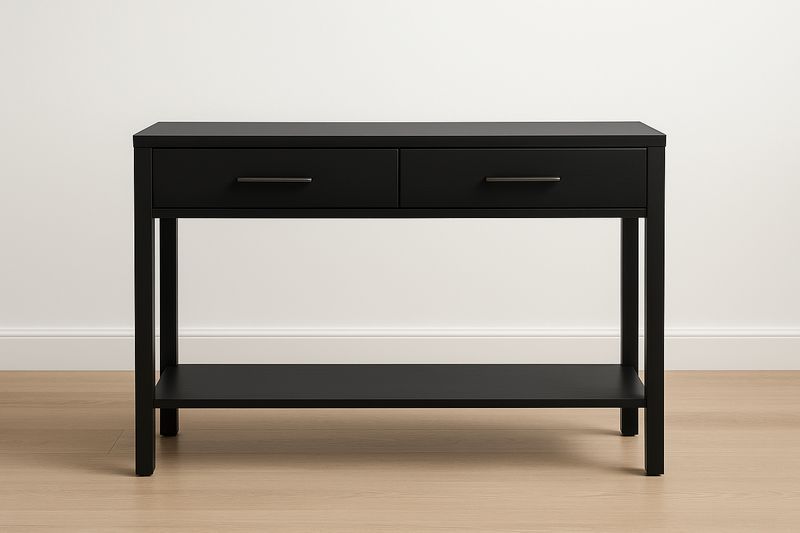 Console en bois MDF noire avec tiroirs 120x40x80 cm
