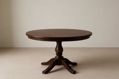 Table ronde en bois massif marron