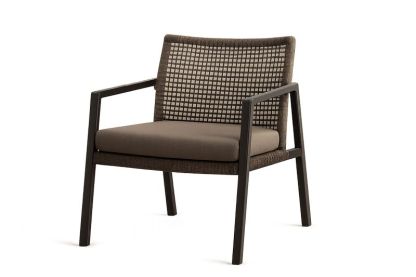 Fauteuil en aluminium marron avec coussin polyester